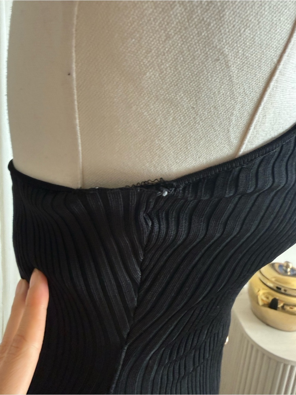 Self-Portrait Black Bandeau Knit Strapless Maxi Dress Gold Buttons Size S - Picture 15 of 16